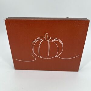 Pumpkin Wood Block Sign Wall Art Orange Minimal Orange Fall Autumn Rustic READ